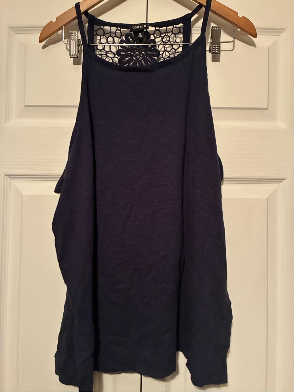 torrid Navy Crochet-Back Halter Tank